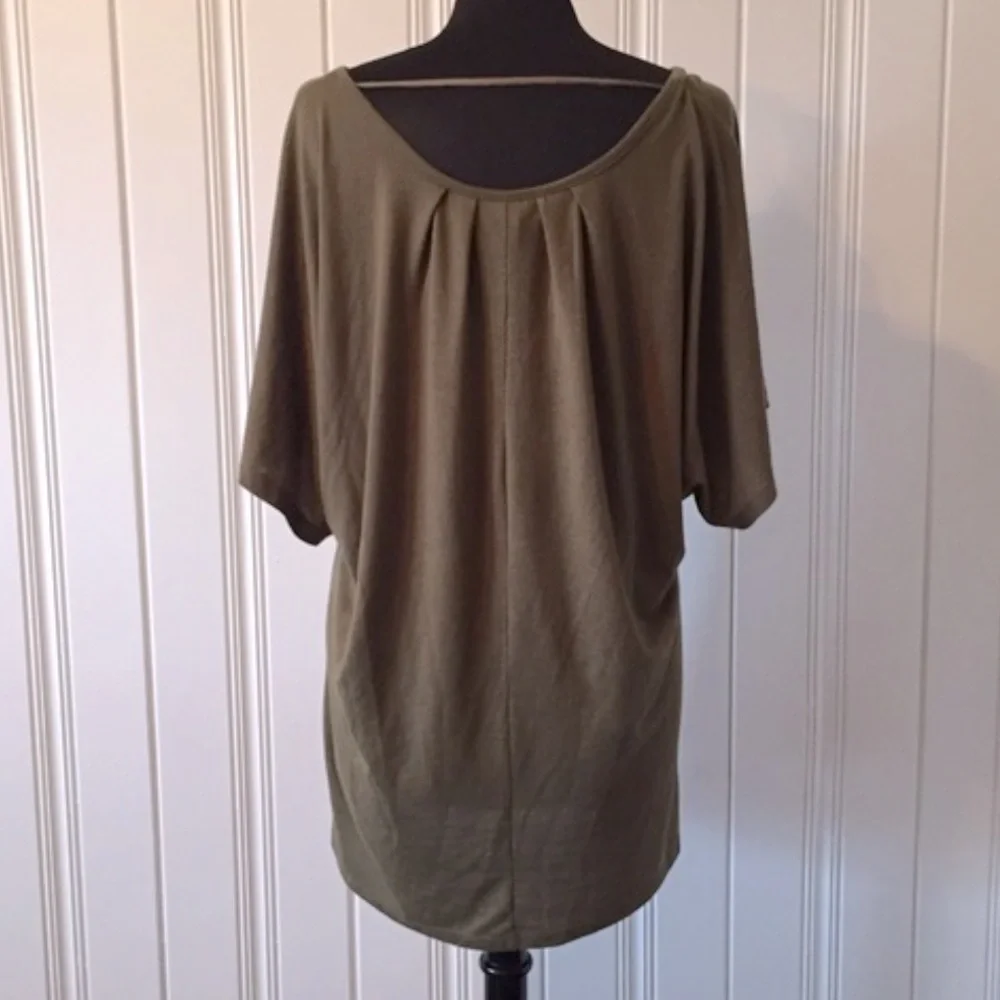 Vintage Boho Free People Olive Laser Cut Dolman Oversized Top